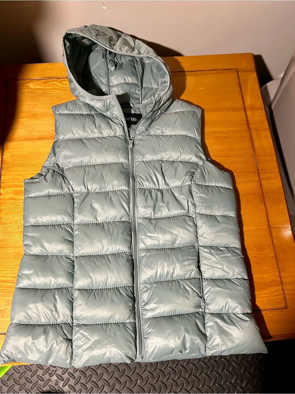 George Light Sage Hooded Puffer Vest - Women's Sleeveless Coat